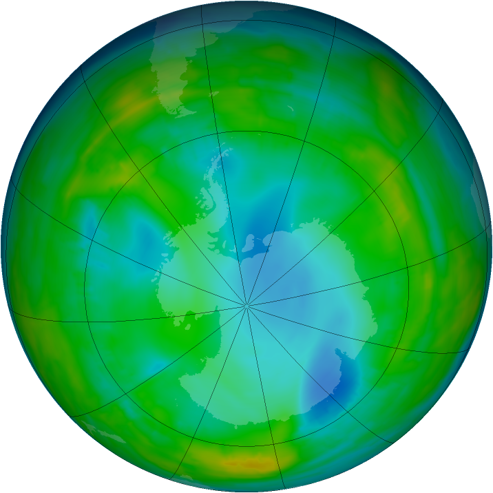 Antarctic ozone map for 01 August 2015